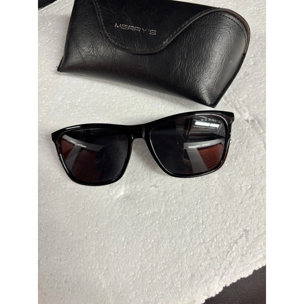 MERRY'S S8286 Polarized Sunglasses Black Square Frame Design In Italy